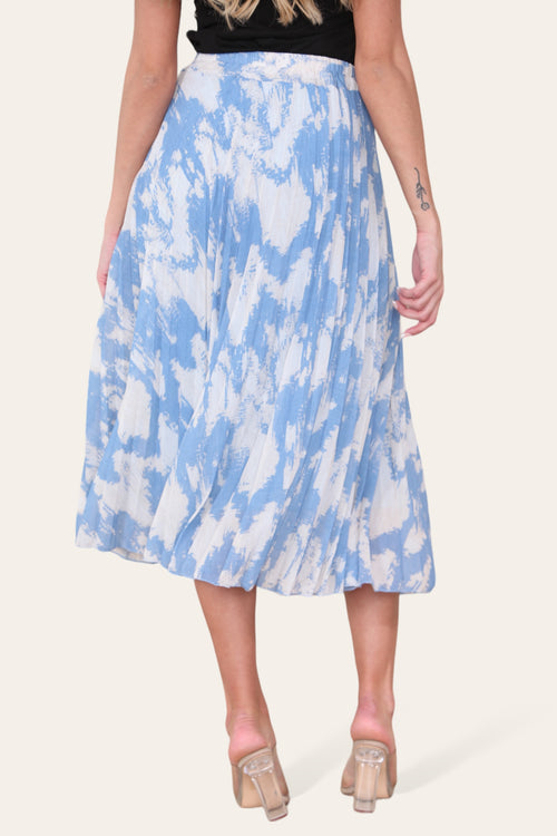 Sasha Swirl Print Pleated Midi Skirt