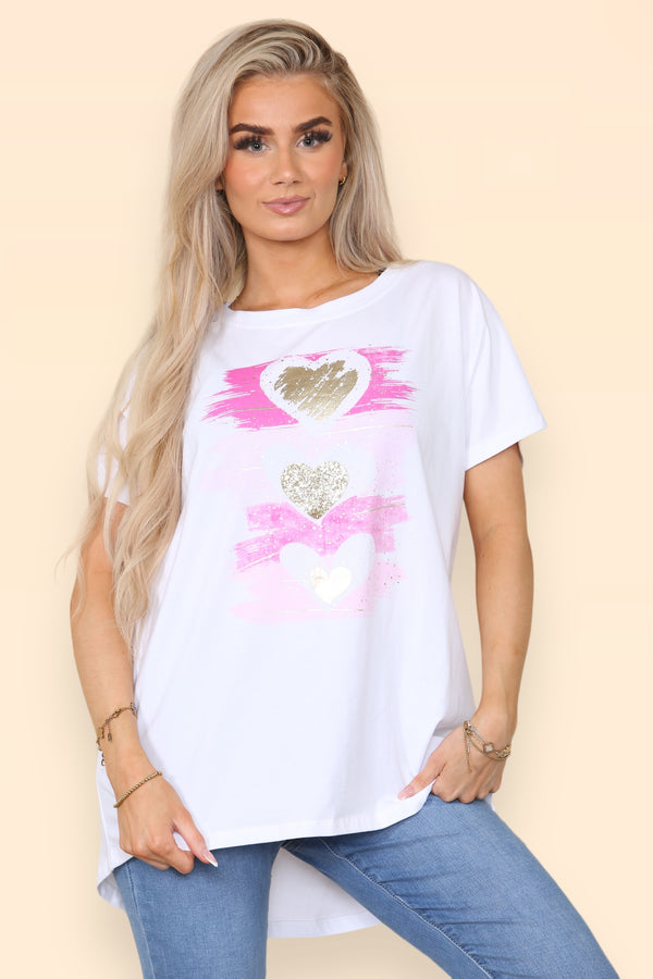 Sunset Heart Embellished Cotton T-Shirt