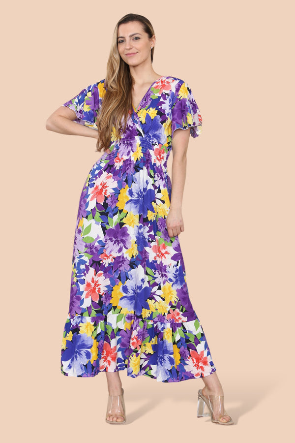 Athena Floral Cotton Crossover Maxi Dress