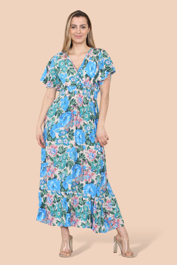 Eden Floral Cotton Crossover Maxi Dress
