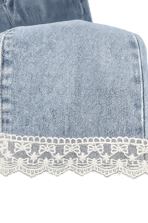 Lace Embroidery Hem Voggo Ankle Grazer Jeans