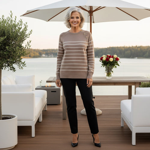 Pearl Trim Stripe Knit