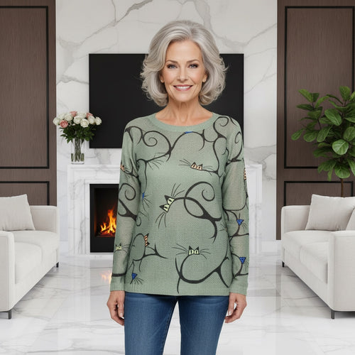 Swirls Mesh Knit Top