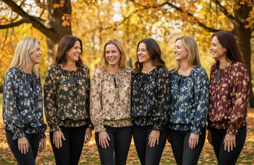 Abstract Floral Ruffle Bardot Blouse