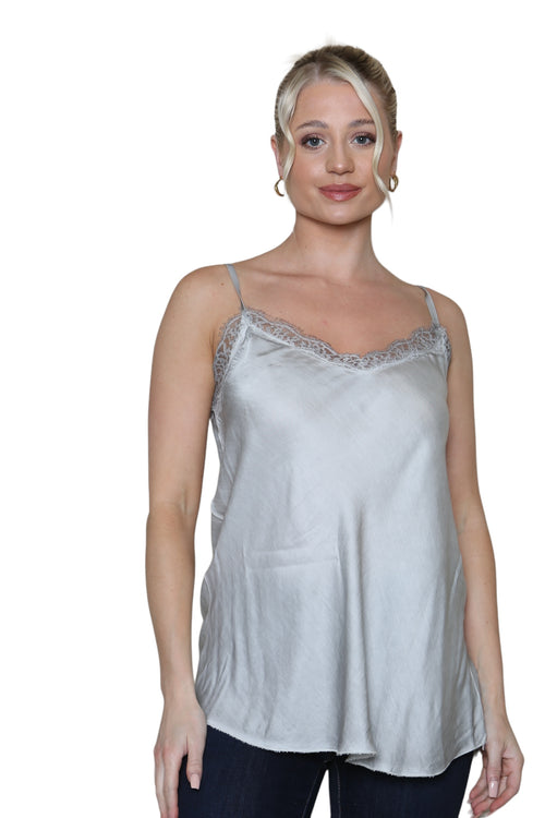 Sateen Crochet Trim Vest Top