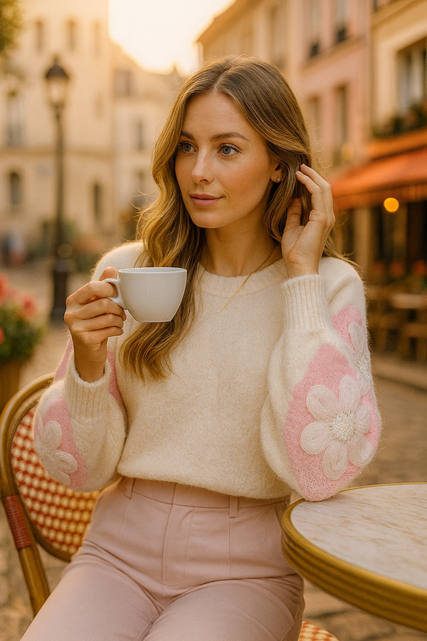 Daisy Crystal Pearl Embellished Knit