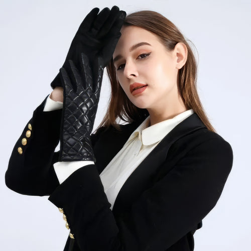 Quilted Leather Look Gloves