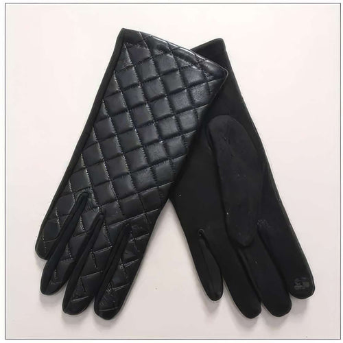 Quilted Leather Look Gloves