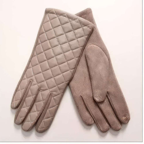 Quilted Leather Look Gloves