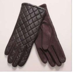 Quilted Leather Look Gloves