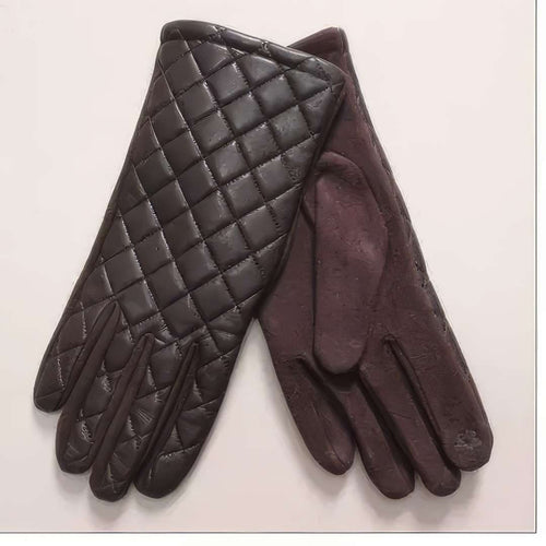 Quilted Leather Look Gloves