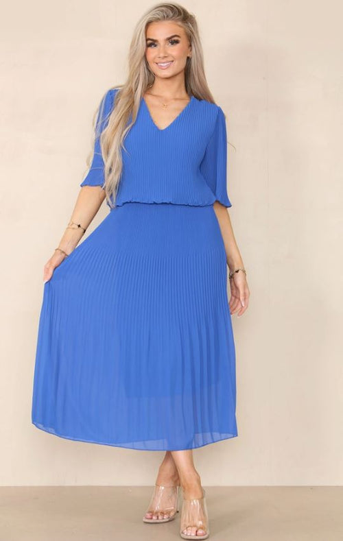 Plain Plisse Pleated Layered Maxi Dress