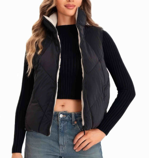Plain Reversible Leather Look Gilet