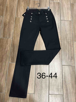 Voggo Black Wide Leg Jeans with Silver Buttons