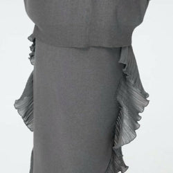 Knitted Co-ord Two Piece Set with Frilled Edge