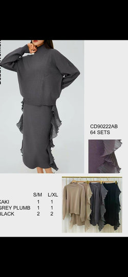 Knitted Co-ord Two Piece Set with Frilled Edge