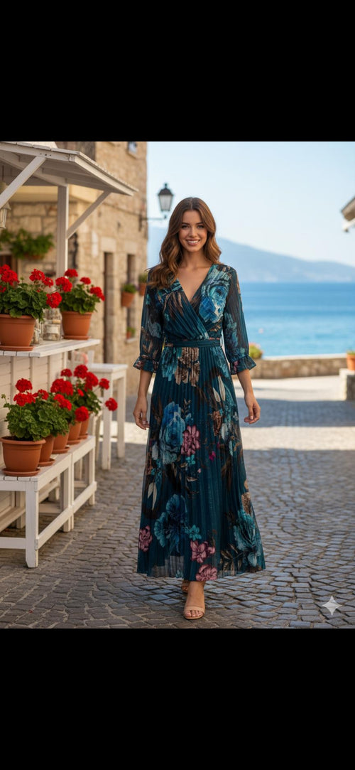 Pandora Floral Crossover Belted Dress