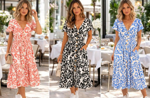 Paisley V Midi Dress