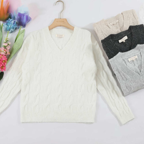 Sparkle ✨️ Cable Soft  Wool blend V Knit