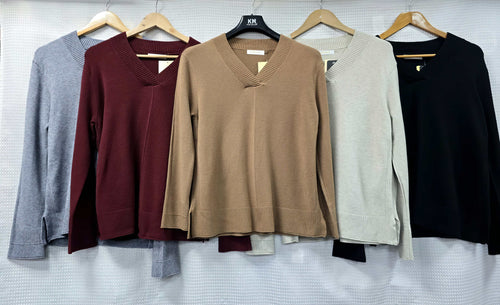 V Crossover Fine Knit Jumper