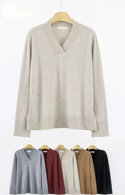 V Crossover Fine Knit Jumper
