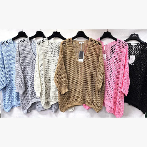 V Neck Crochet Knit