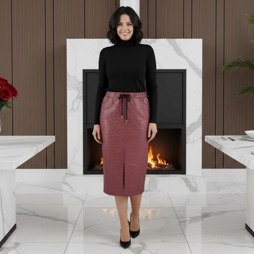 Vegan PU Leather Stretch Skirt