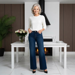 Wide Leg Indigo Stitch Seam Voggo Jeans