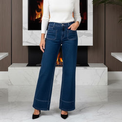 Voggo 2 front pocket Dark Denim Wide Leg Stretch Jeans
