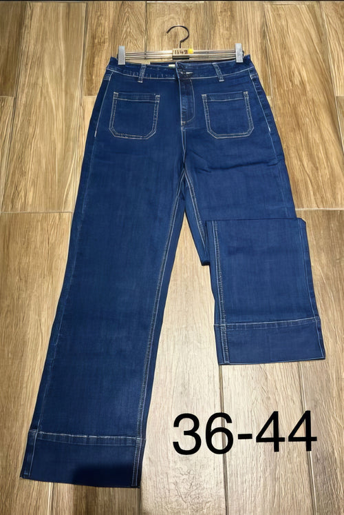 Voggo 2 front pocket Dark Denim Wide Leg Stretch Jeans