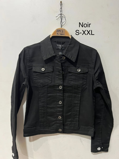 Black Voggo Cotton Bi-stretch Denim Jacket