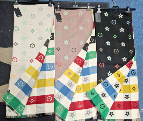 L V Rainbow Reversible Scarf