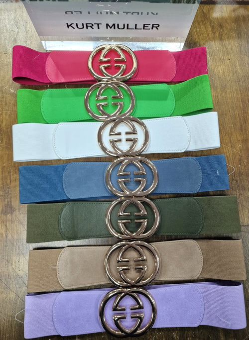 Thin GG Buckle Elasticated Belt