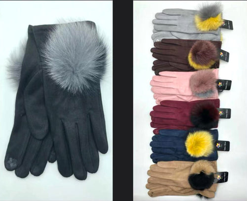 Faux Fur Pom Gloves