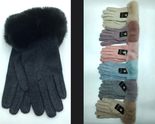 Faux Fur Trim Gloves