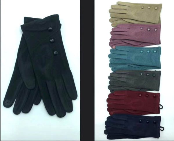 Wool Blend Button Gloves