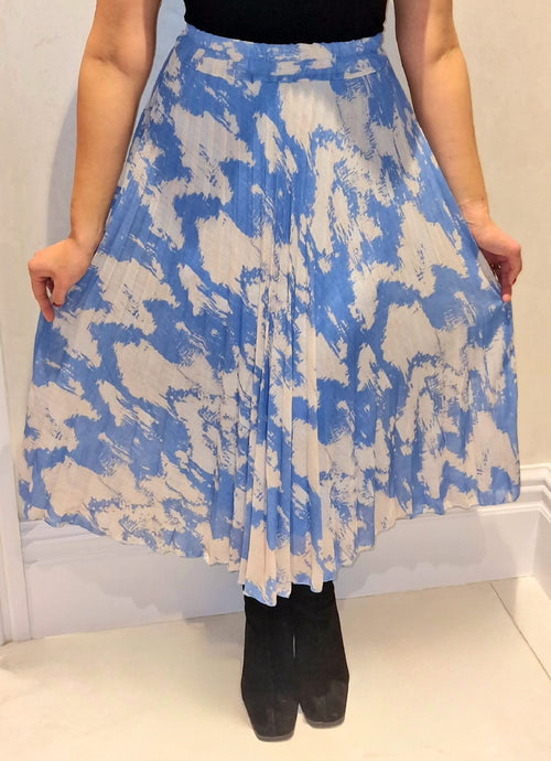 Sasha Swirl Print Pleated Midi Skirt
