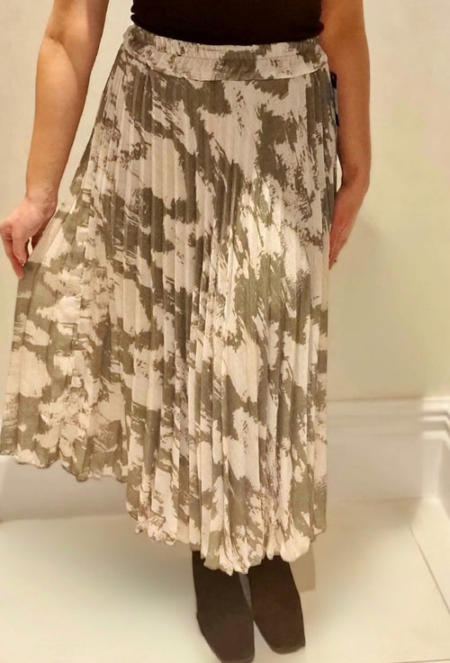 Sasha Swirl Print Pleated Midi Skirt