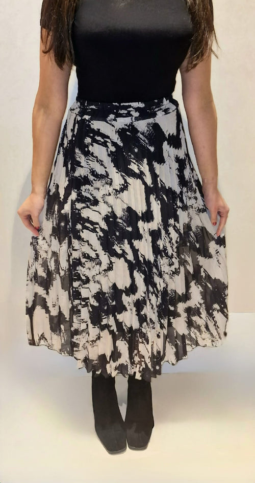 Sasha Swirl Print Pleated Midi Skirt