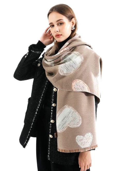 Heart Double Sided Wool Blend Scarf