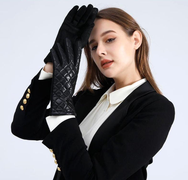 Quilted Leather Look Gloves
