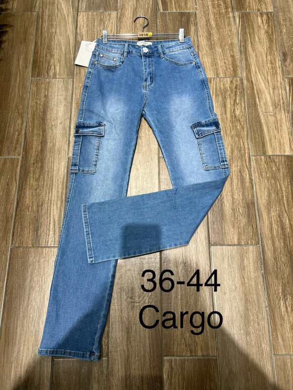 Light Wash Cargo Pocket Voggo Cotton Stretch Jeans