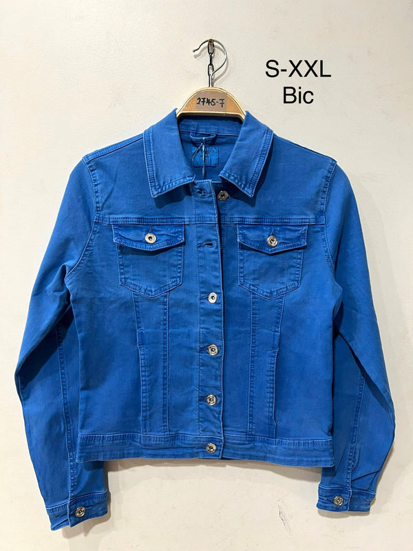 Royal Blue Washed Denim Cotton Stretch Jacket
