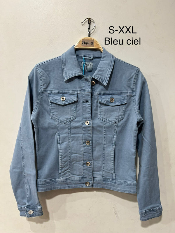 Sky Blue Washed Denim Cotton Stretch Jacket