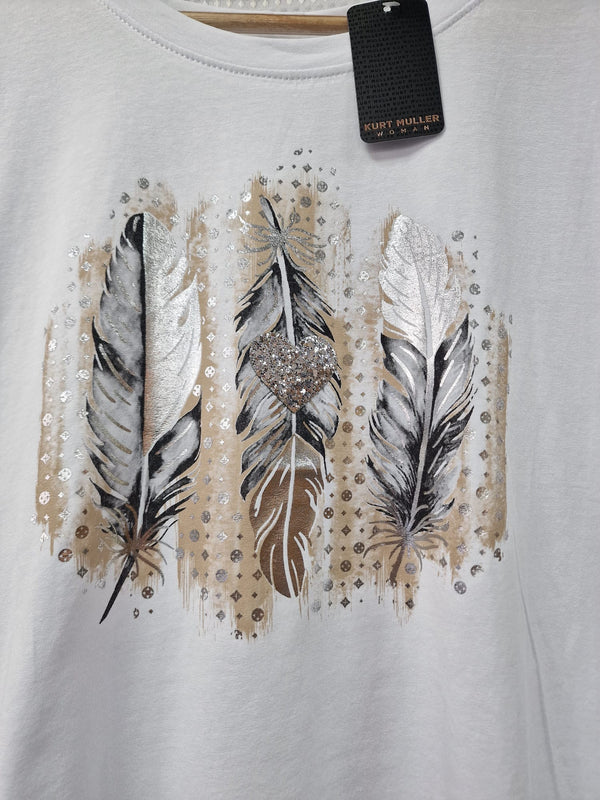 3 Feather Metallic Cotton Italian T-Shirt
