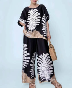 Palms Two Piece Sateen Digital Print Set