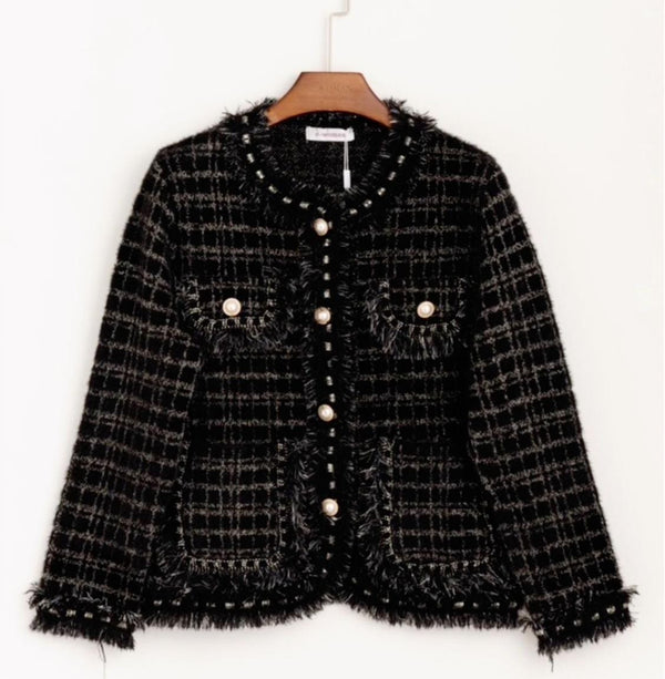 Tweed Ch Pearl Button Cardigan