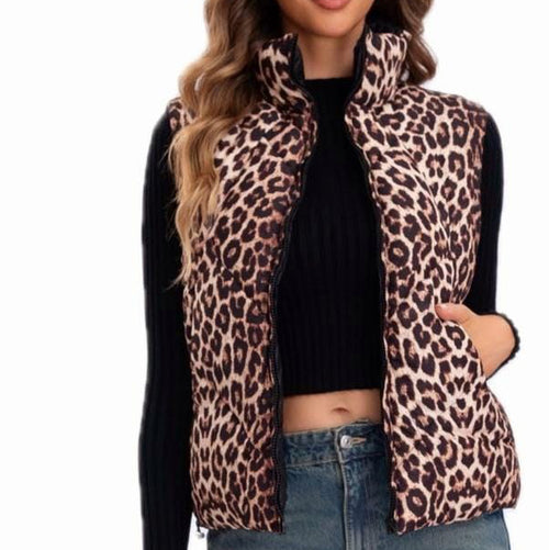 Leopard Print Reversible Gilet