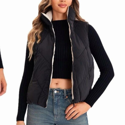 Plain Reversible Leather Look Gilet