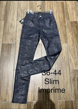 Reptile Embossed Faux Leather Jeans